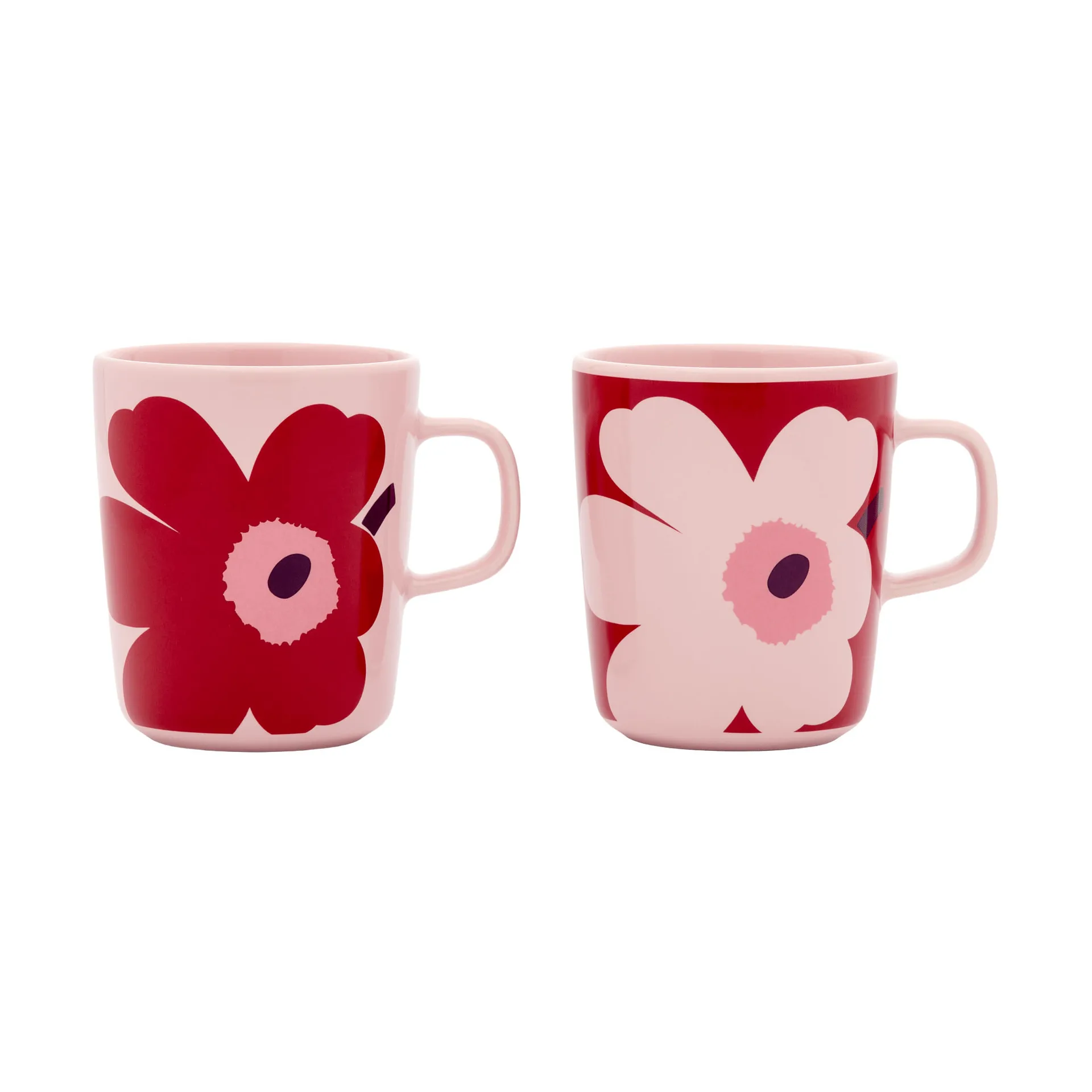 Marimekko Juhla Unikko mugg 25 cl 2-pack Pink-cranberry-plum