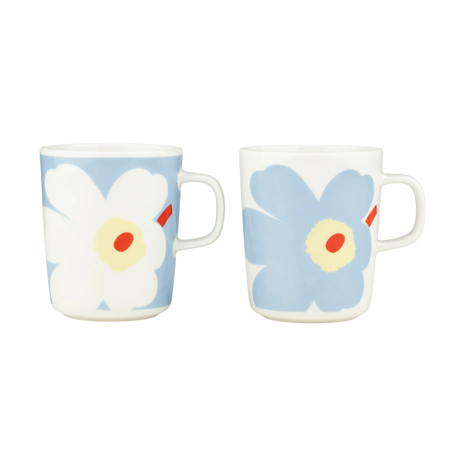 Juhla Unikko mugg 25 cl 2-pack, White-light blue-sand-orange red Marimekko