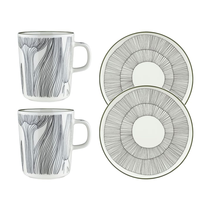 Kukat Puhkeavat frukostset 4 delar - White-forest green-black - Marimekko