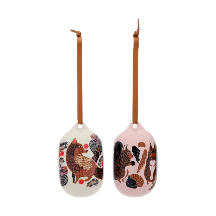 Kurre Ketunmarja dekorationshänge - Pink-white-multicolour, 2-delar - Marimekko