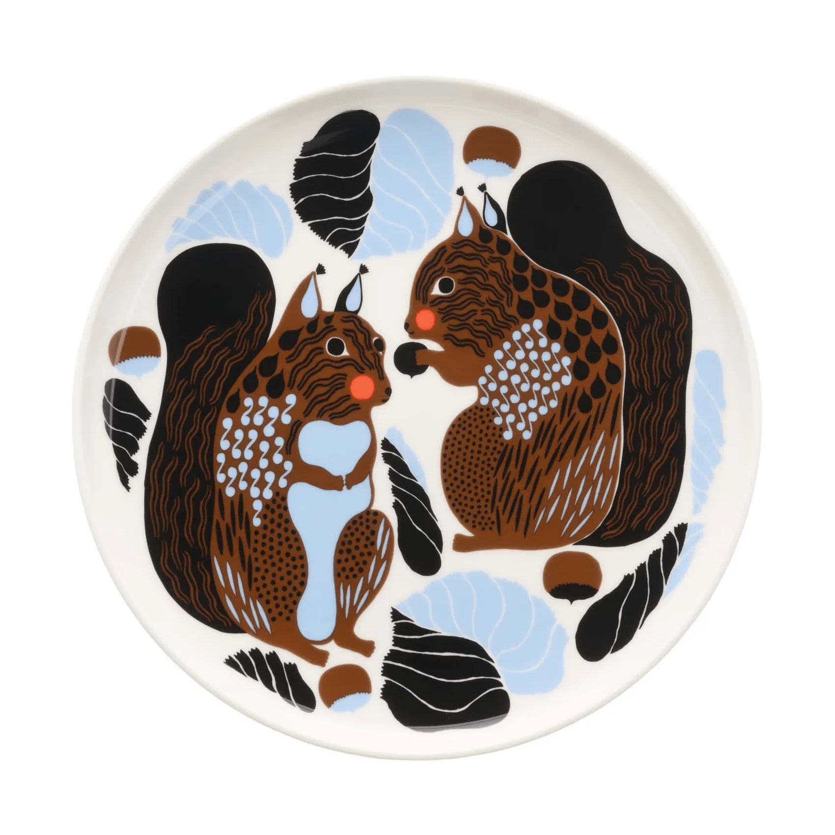 Kurre tallrik, White-brown-black-light blue Marimekko