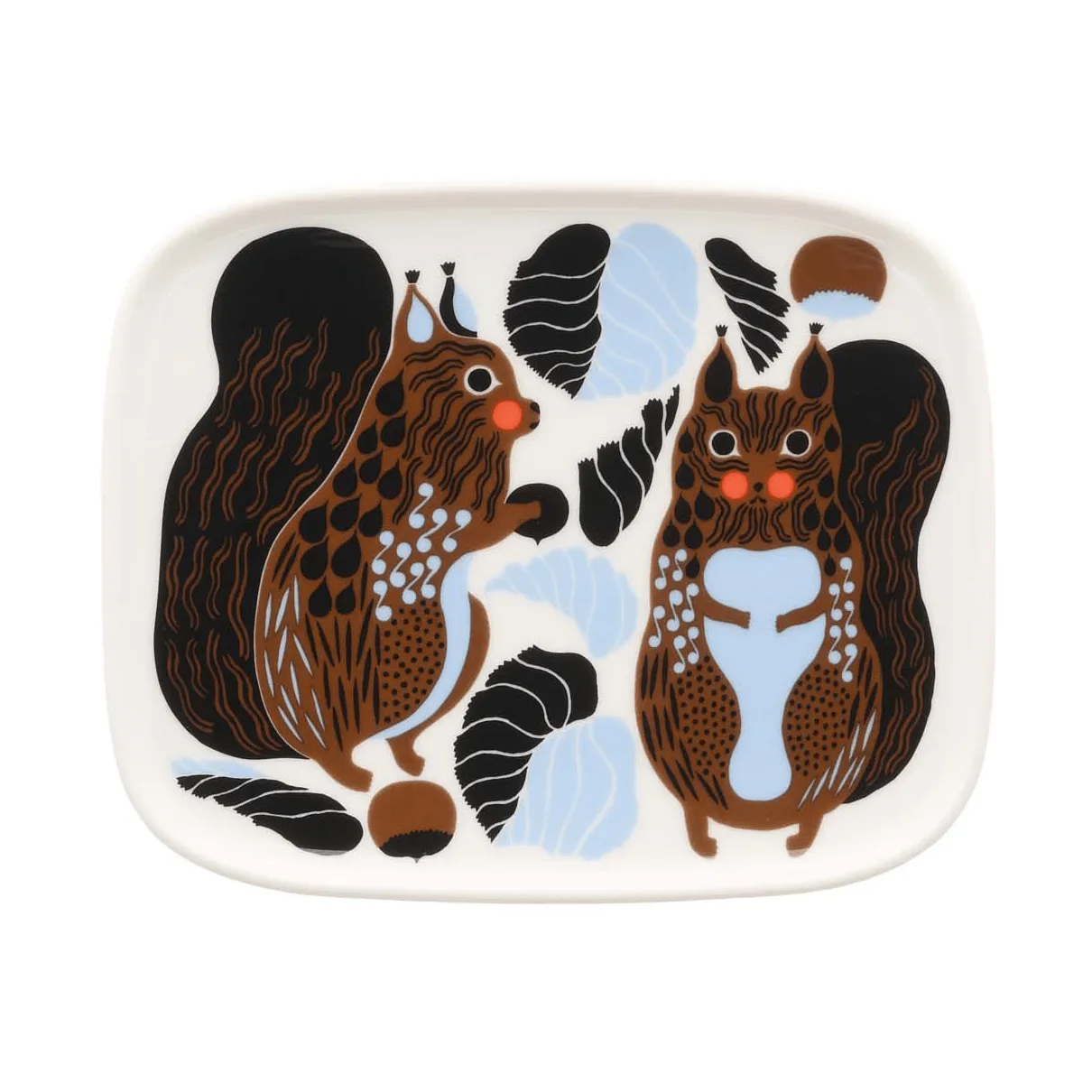 Kurre tallrik, White-brown-black-light blue Marimekko