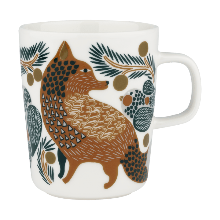 Oiva Ketunmarja mugg 25 cl, White-brown-dark green Marimekko