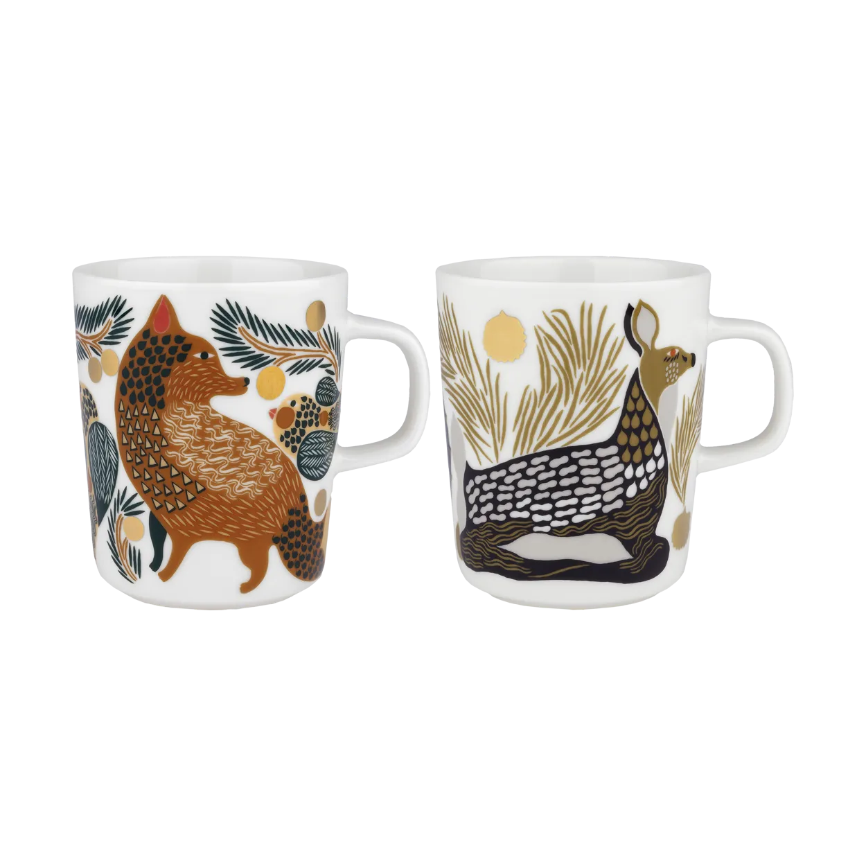 Marimekko Oiva Ketunmarja & Peura mugg 25 cl 2 delar White-coal-mud-light grey