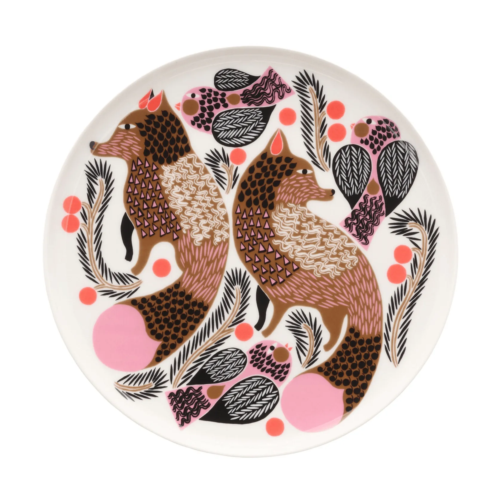 Marimekko Oiva Ketunmarja tallrik Ø20 cm White-bronze-pink-petrol