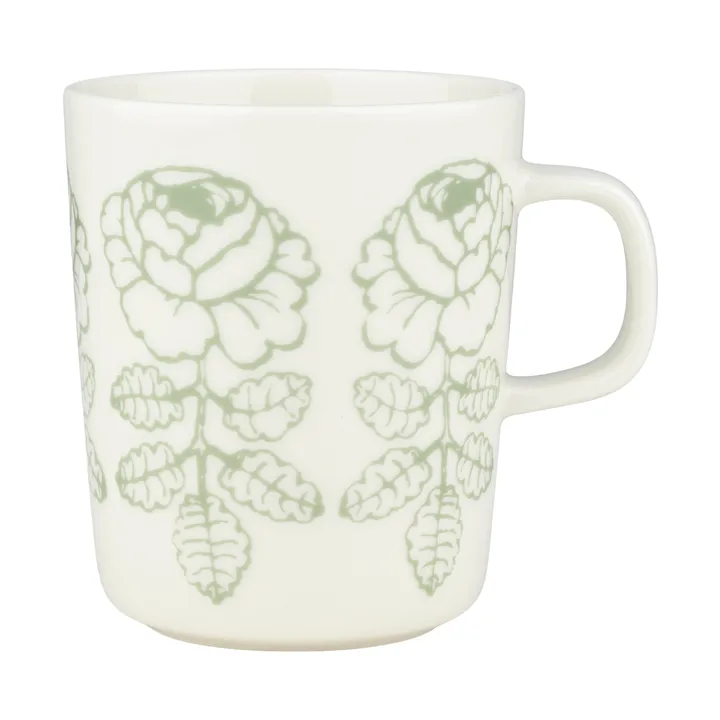 Oiva Vihkiruusu mugg - White, sage, 25 cl - Marimekko