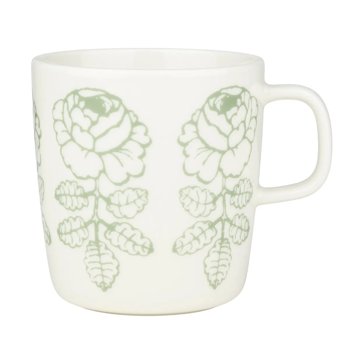 Marimekko Oiva Vihkiruusu mugg White, sage, 40 cl