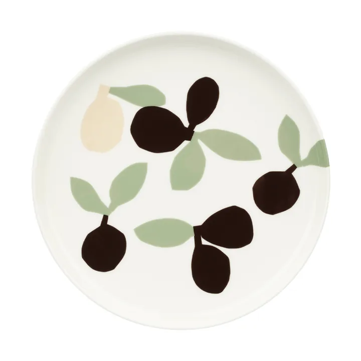 Omppo assiett - White, sage, black, brown, linen, 20 cm - Marimekko
