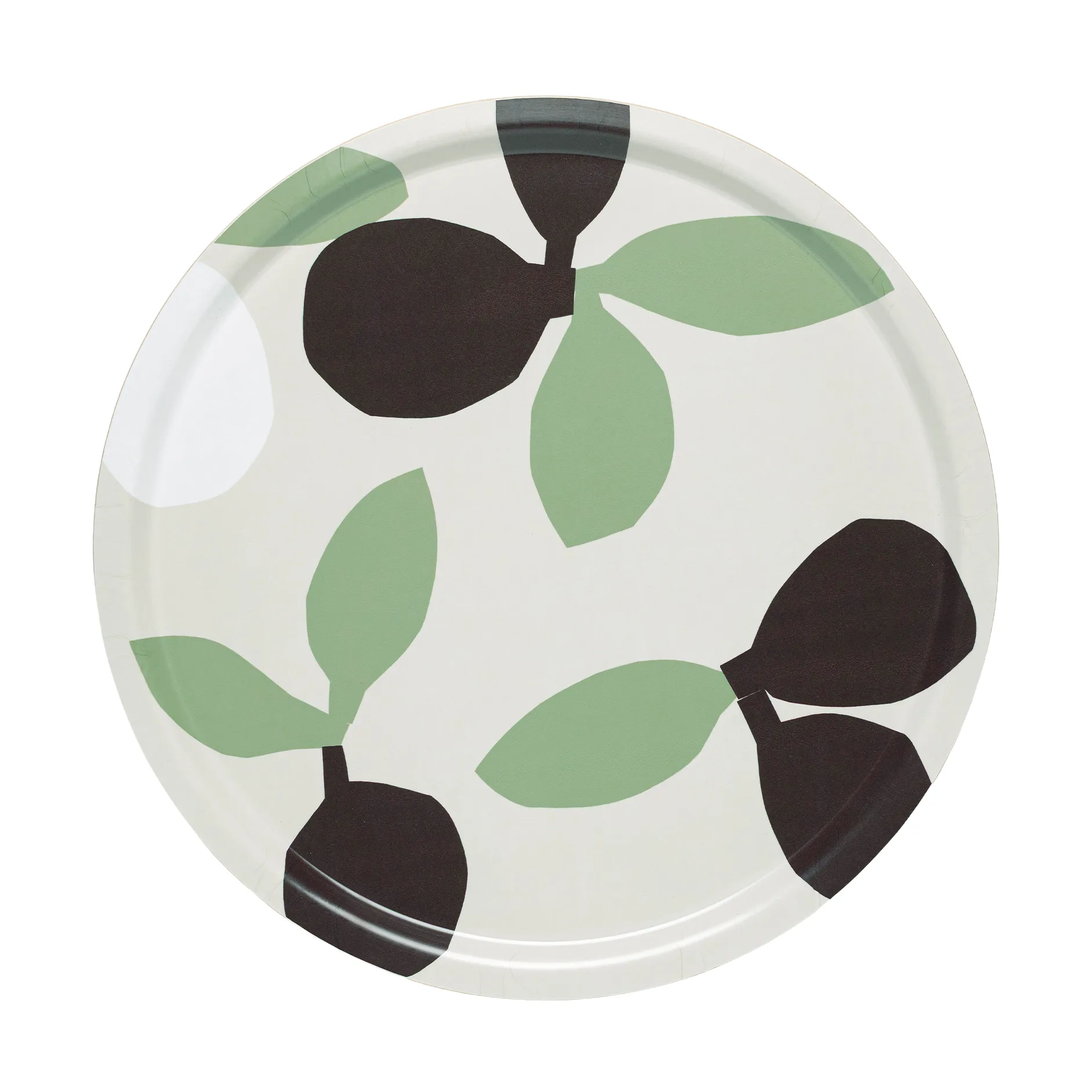 Omppo bricka, Linen, sage, black brown, white, 46 cm Marimekko