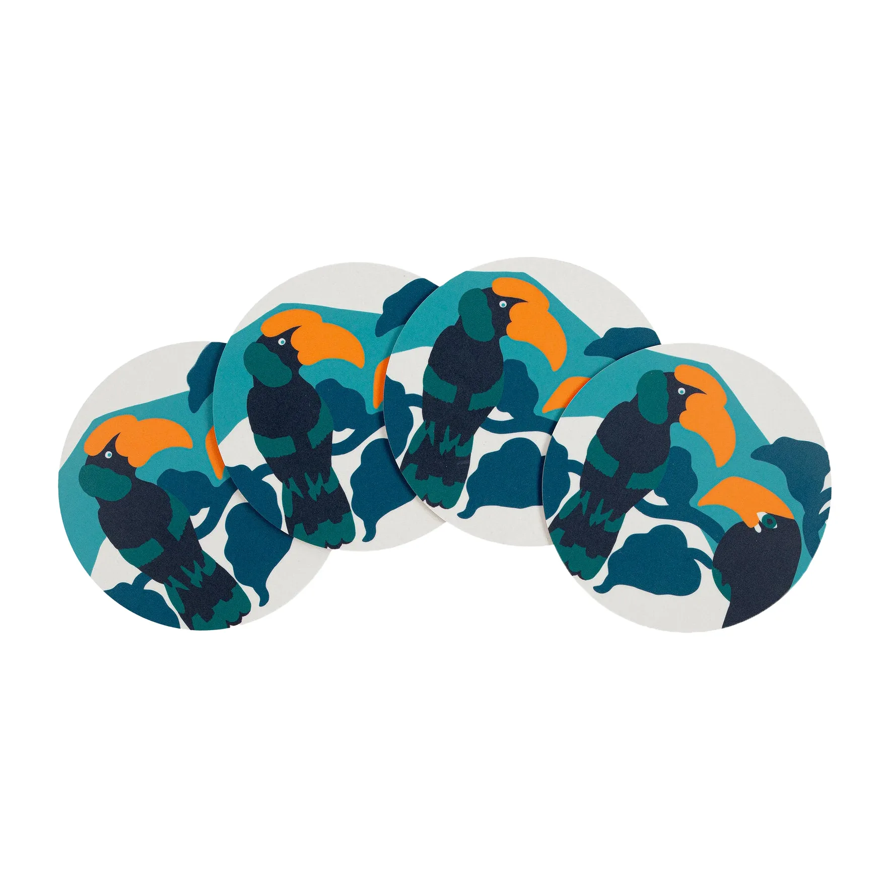 Pepe glasunderlägg 4-pack, Vit-turkos-orange Marimekko