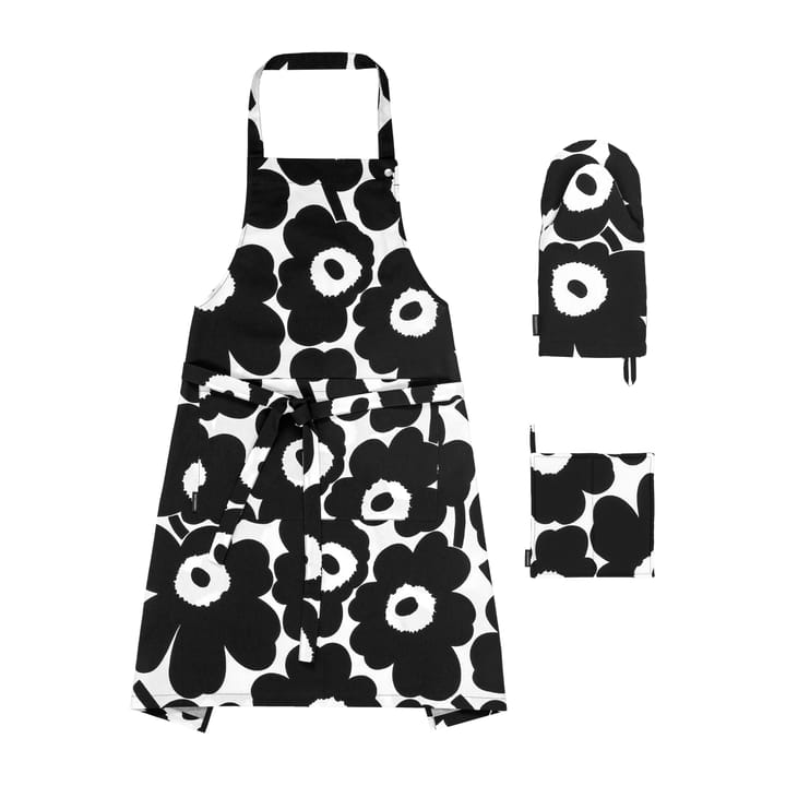 Pieni Unikko kökstextilier set, Vit-svart Marimekko