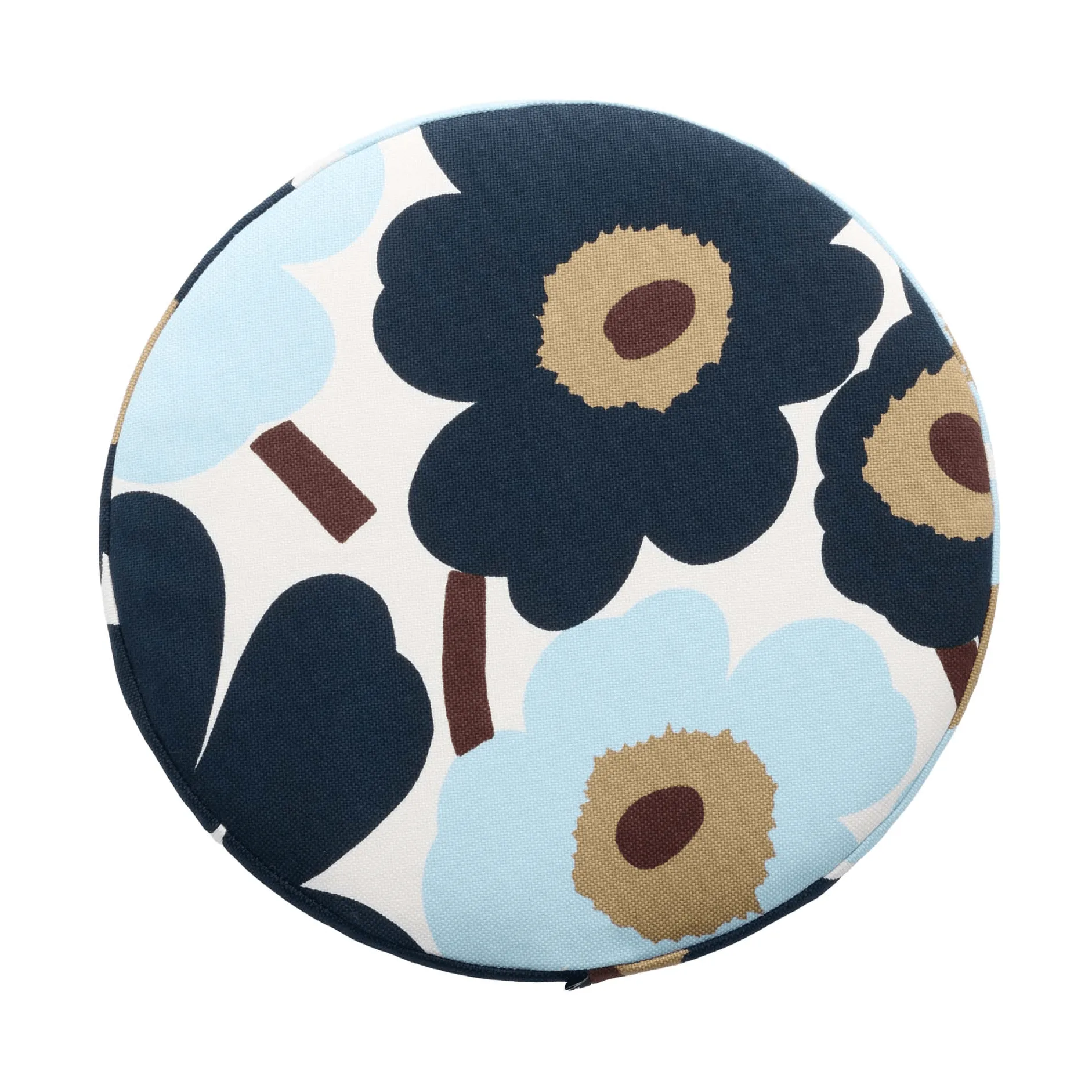 Pieni unikko rund sittdyna, White-blueberry-cold blue-dark brown Marimekko