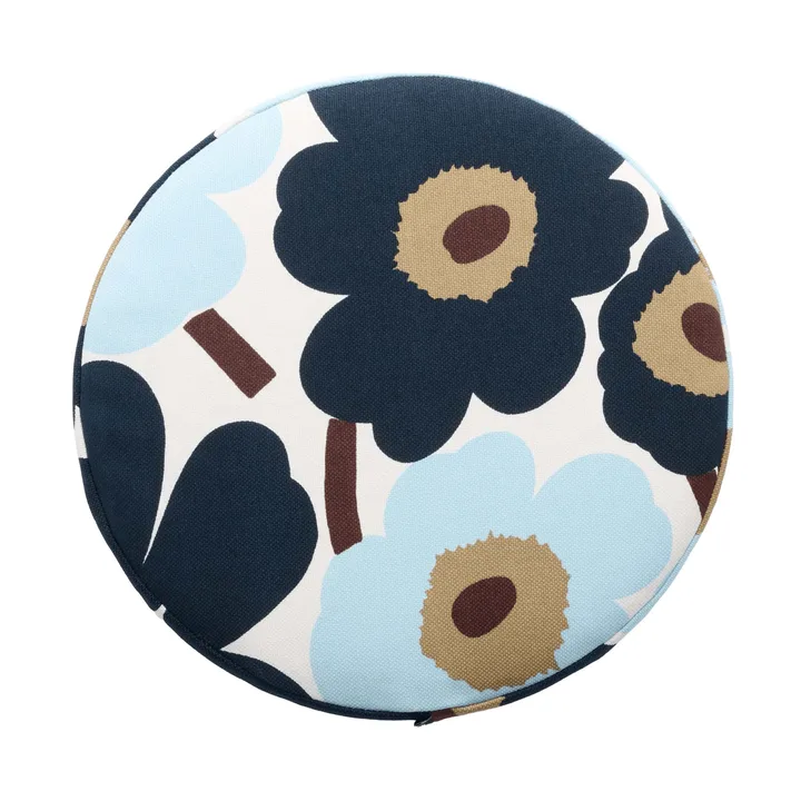 Pieni unikko rund sittdyna - White-blueberry-cold blue-dark brown - Marimekko