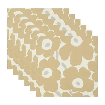 Marimekko Pieni Unikko servett 43×43 cm 6-pack Beige-silver-white