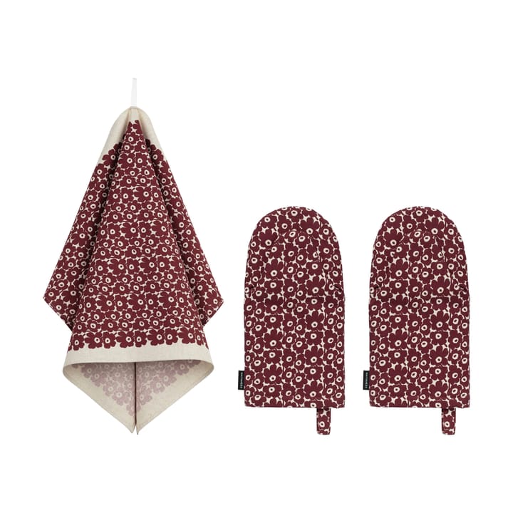 Pikkuinen Unikko köksset 3 delar - Linen-burgundy - Marimekko