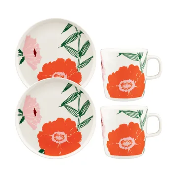 Marimekko Puutarhakutsut frukostset 4 delar White-green-orange