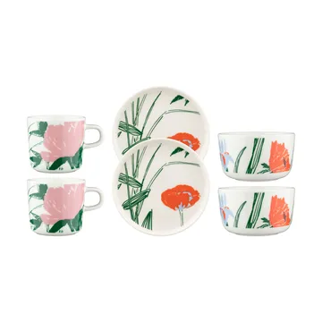 Marimekko Puutarhakutsut servisset 6 delar White-green-orange