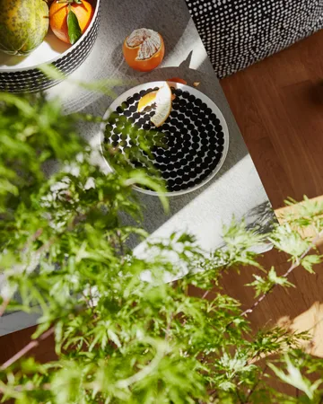 Räsymatto tallrik 20 cm, 6-pack svart-vit - Marimekko