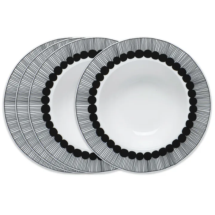 Siirtolapuutarha djup tallrik Ø20 cm 4-pack svart - Marimekko