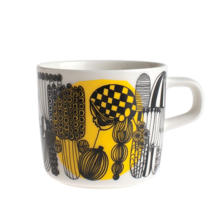 Siirtolapuutarha kaffekopp 20 cl, vit-svart-gul Marimekko