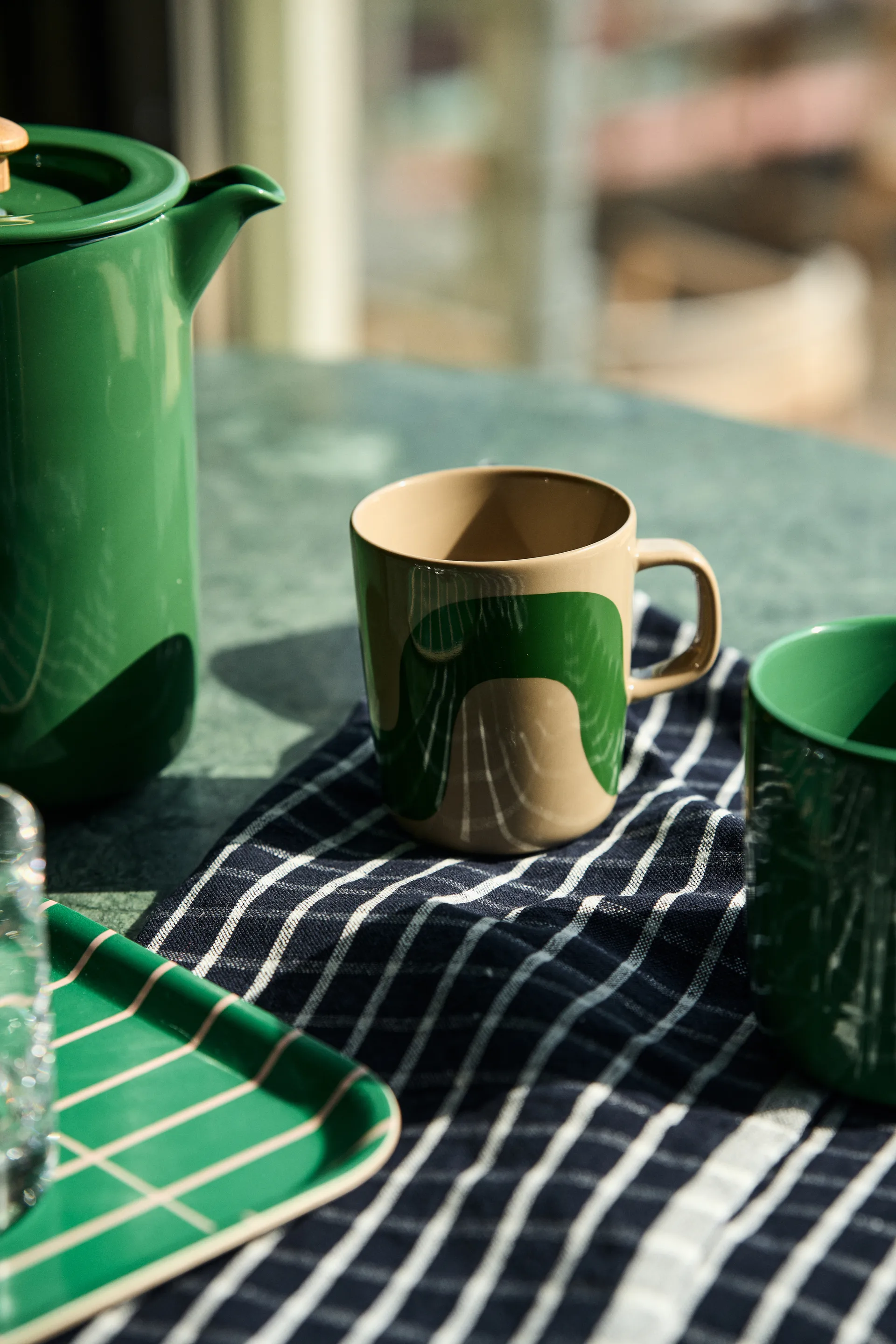 Tiiliskivi bricka 20x20 cm, Green-yellow Marimekko