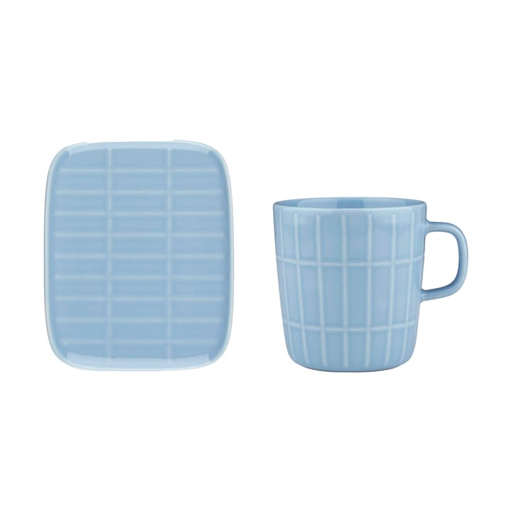 Tiiliskivi mugg 40 cl + tallrik 12x15 cm - Light blue - Marimekko