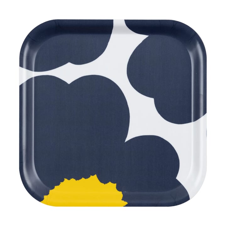 Unikko 60-årsjubileum bricka 20x20 cm, White-d. blue-yellow Marimekko
