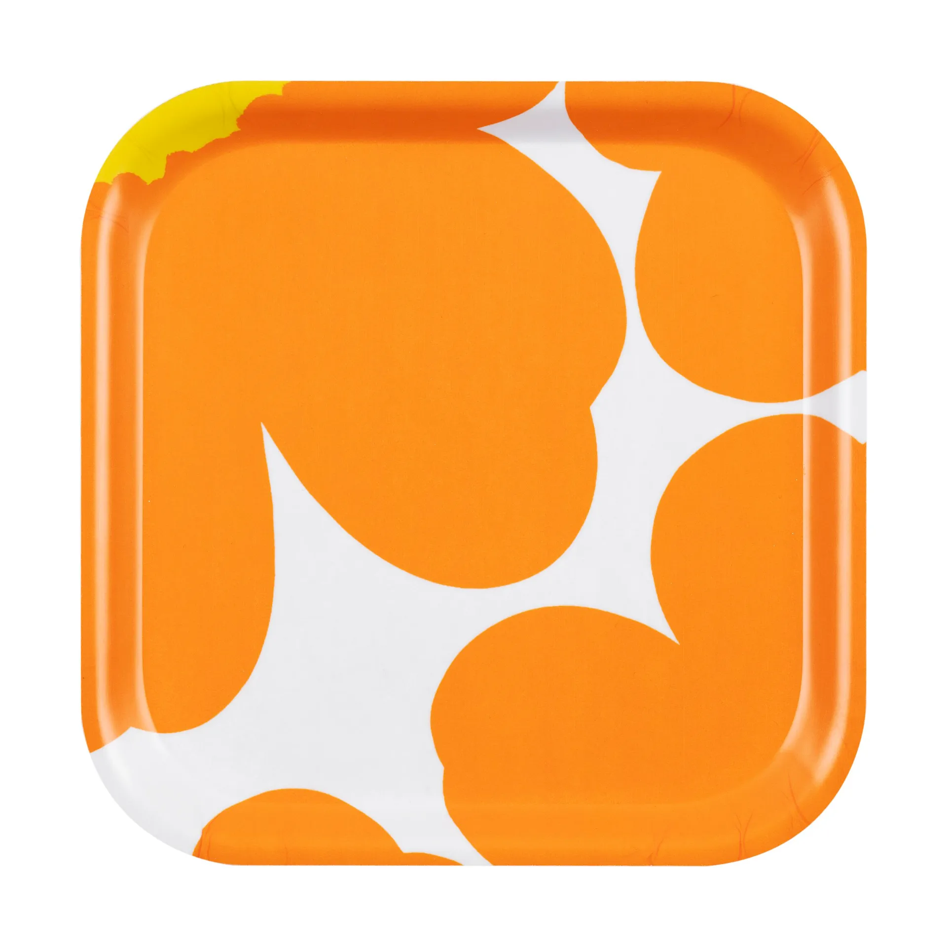 Unikko 60-årsjubileum bricka 20x20 cm, White-orange-yellow Marimekko