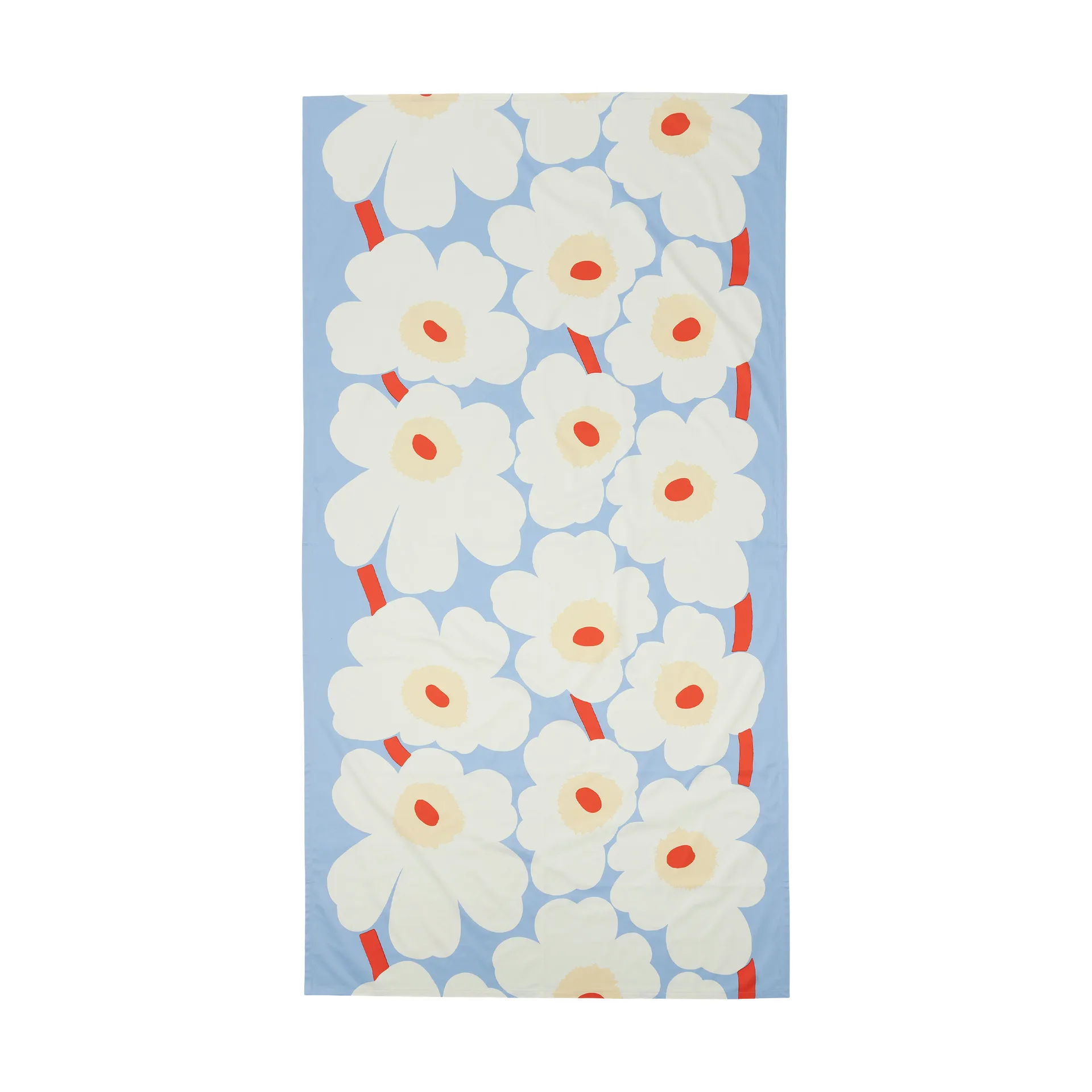 Unikko bordsduk, Light blue-off white-melon-orange red, 135x250 cm Marimekko