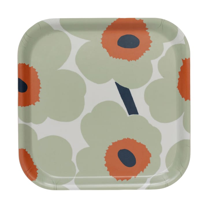 Unikko bricka 20x20 cm - Off white-sage-orange - Marimekko