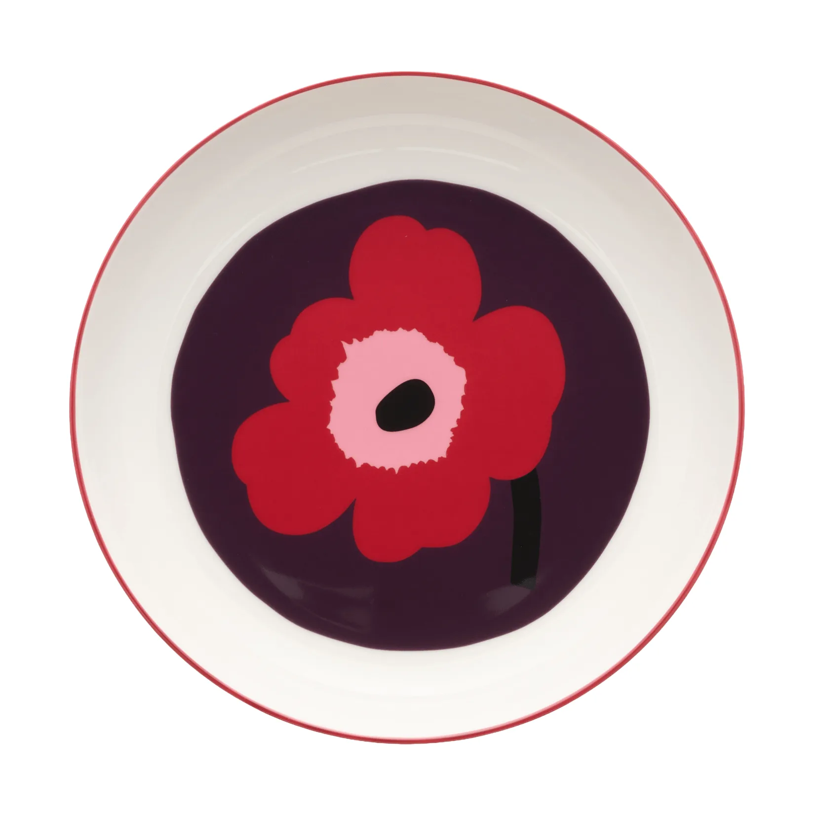 Marimekko Unikko djup tallrik Ø20,5 cm White-plum-cranberry-pink
