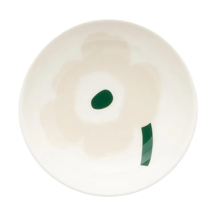 Marimekko Unikko djup tallrik Beige-white-light sand-dark green