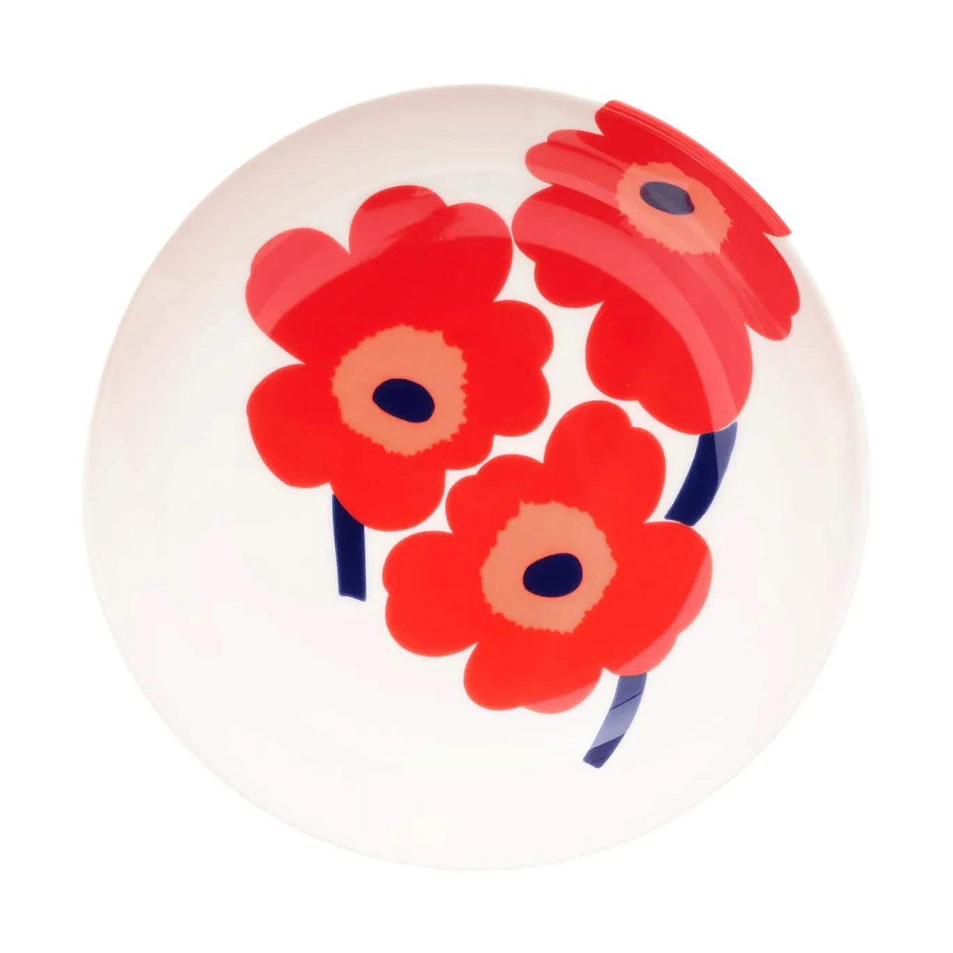 Unikko djup tallrik, White-red-blue Marimekko