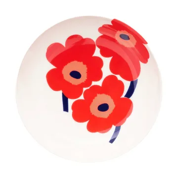 Unikko djup tallrik - White-red-blue - Marimekko