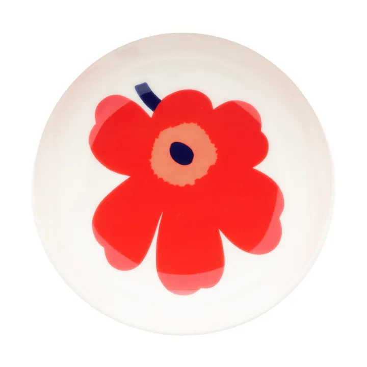 Unikko djup tallrik - White-red-blue - Marimekko