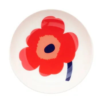 Unikko djup tallrik - White-red-blue - Marimekko