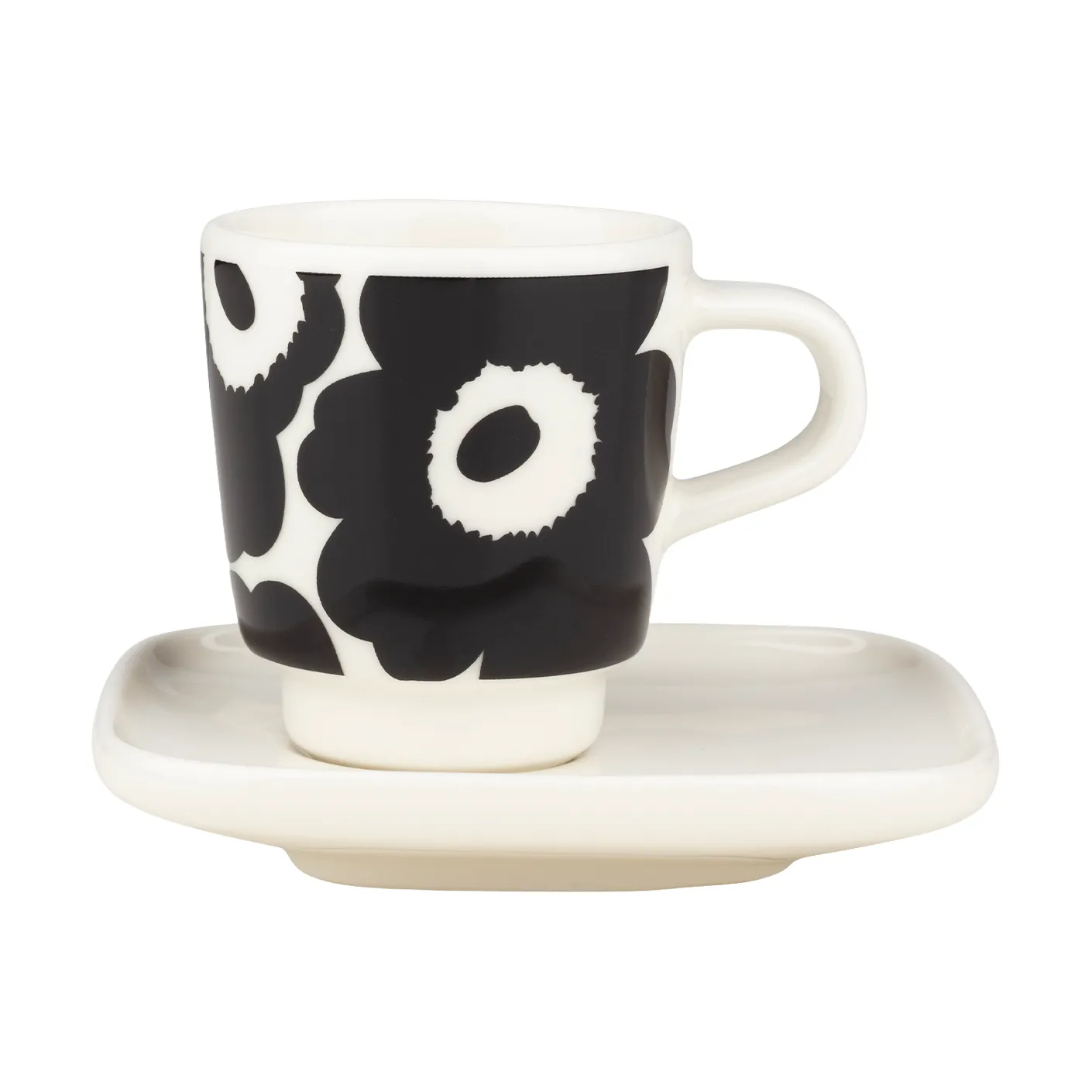 Unikko espresso kopp med fat 2-delar, Black-white Marimekko