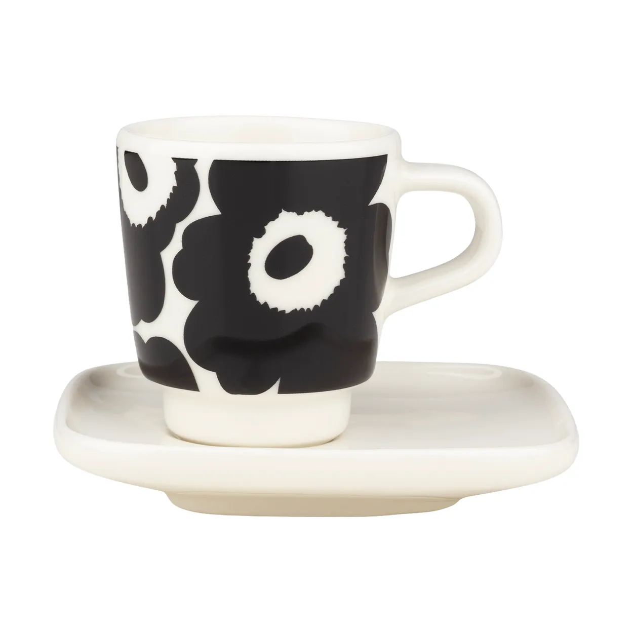 Marimekko Unikko espresso kopp med fat 2-delar Black-white
