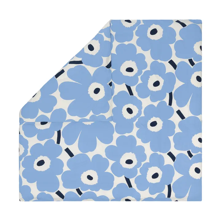Unikko jersey påslakan - Off white, light blue, navy, 240x220 cm - Marimekko