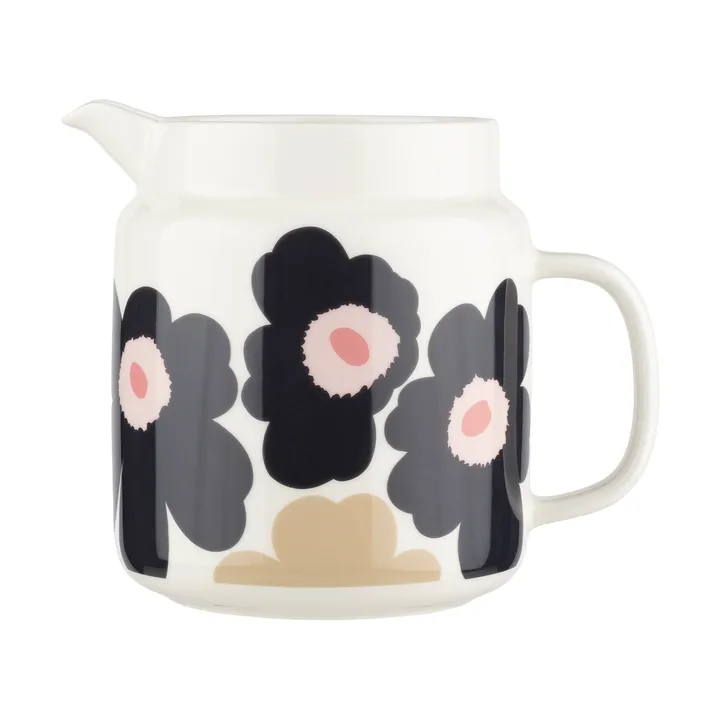 Unikko jug 1,25 L - Off white-charcoal-sand-pink - Marimekko