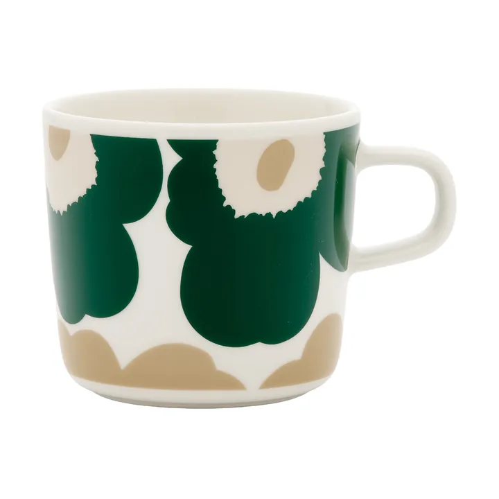 Unikko kaffekopp 20 cl - White-dark green-beige-light sand - Marimekko