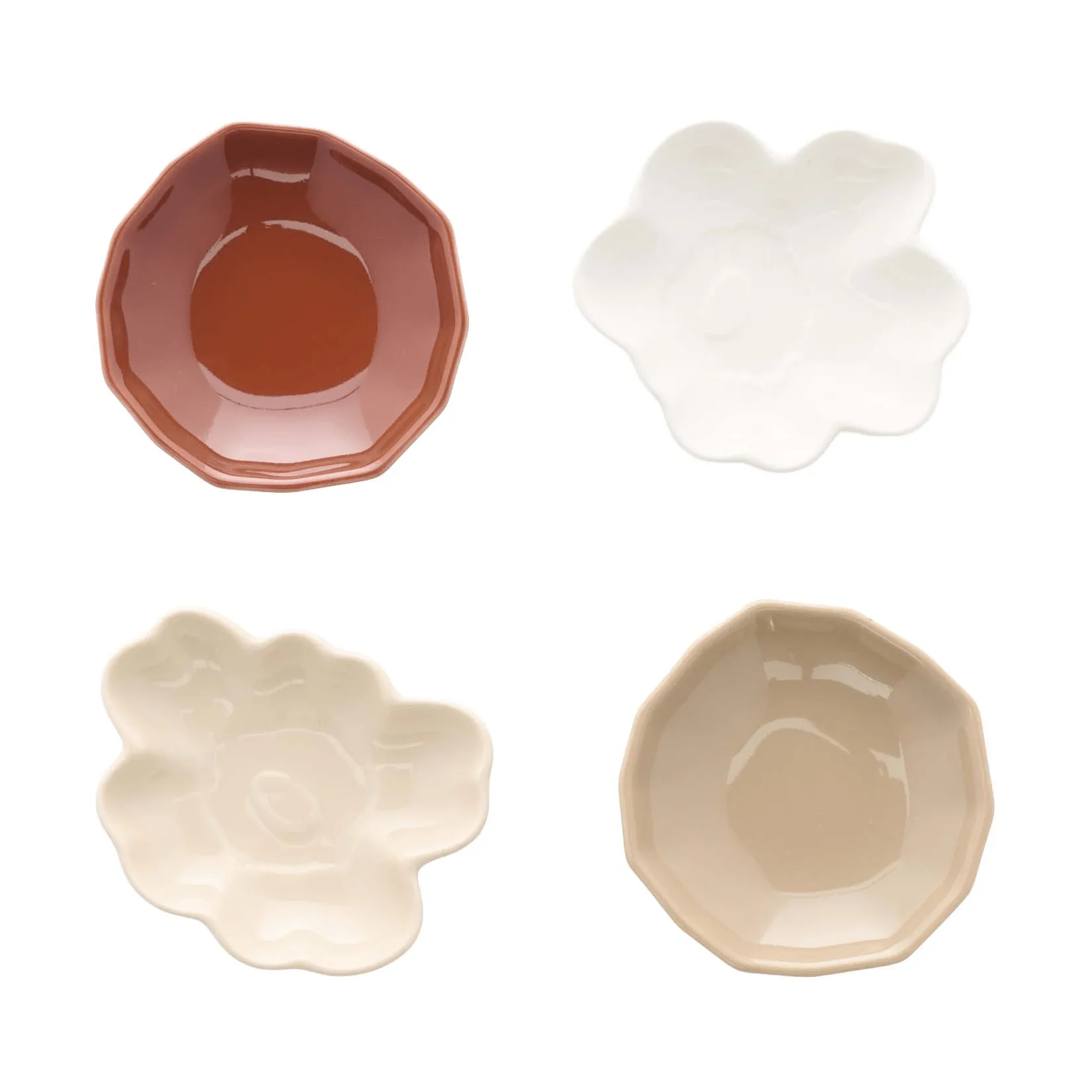 Unikko & kivet shape tallrik 4 delar, Beige-chestnut-white-light brown Marimekko