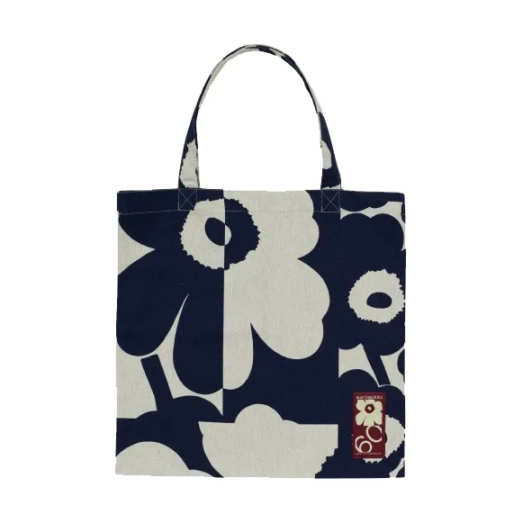 Unikko kollaasi väska 44x43 cm, Linen-dark blue Marimekko