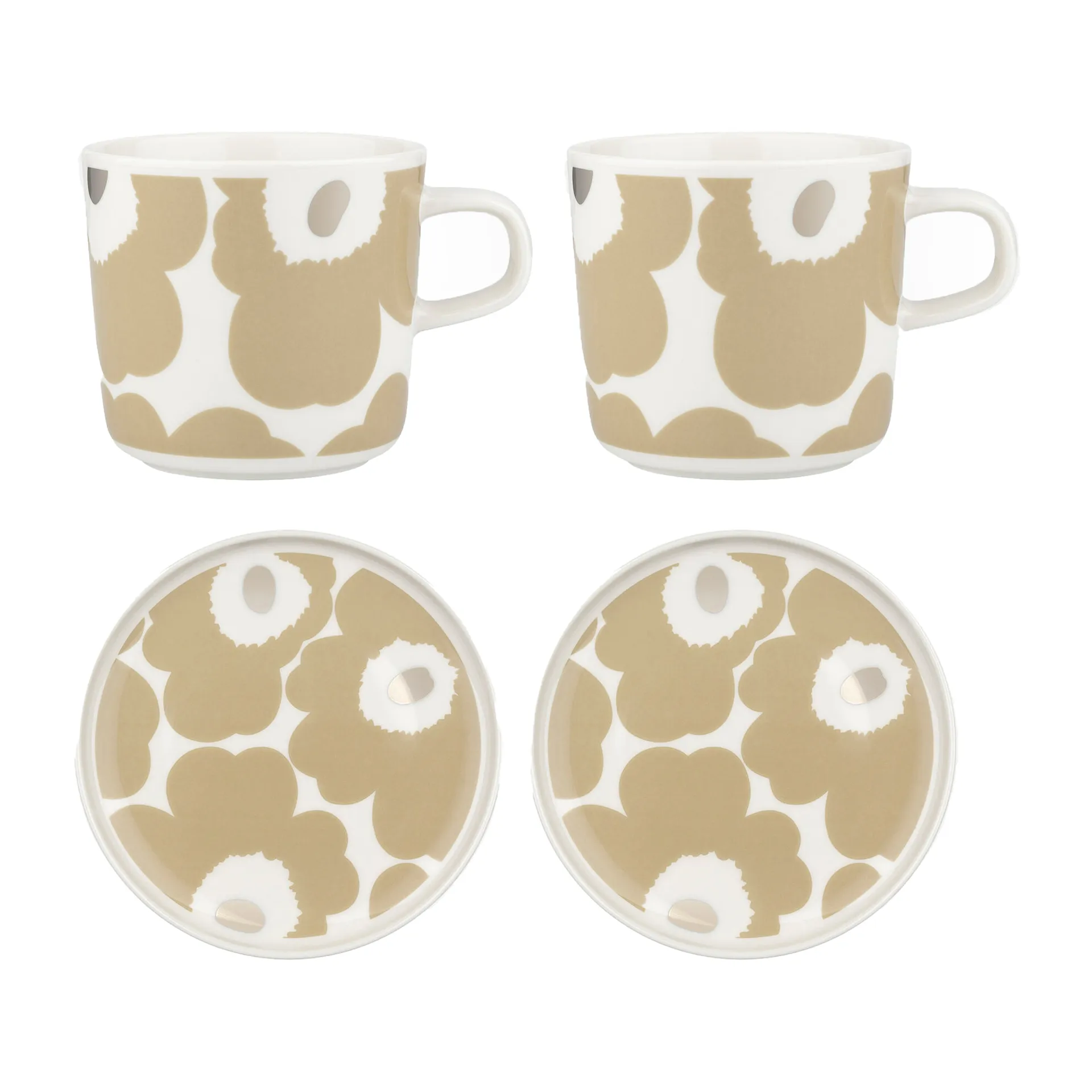 Unikko kopp med fat 20 cl 2-pack, Beige-vit Marimekko