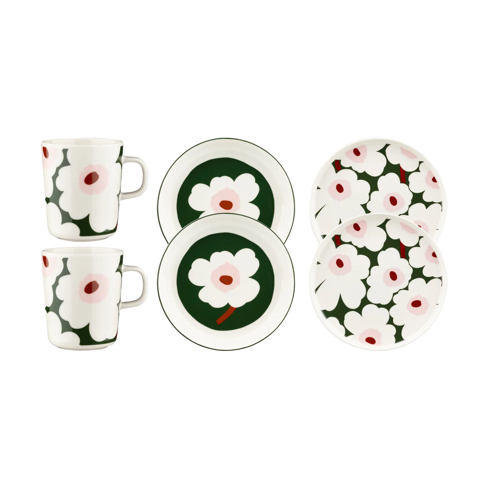 Unikko middagsset 6 delar, Grön Marimekko