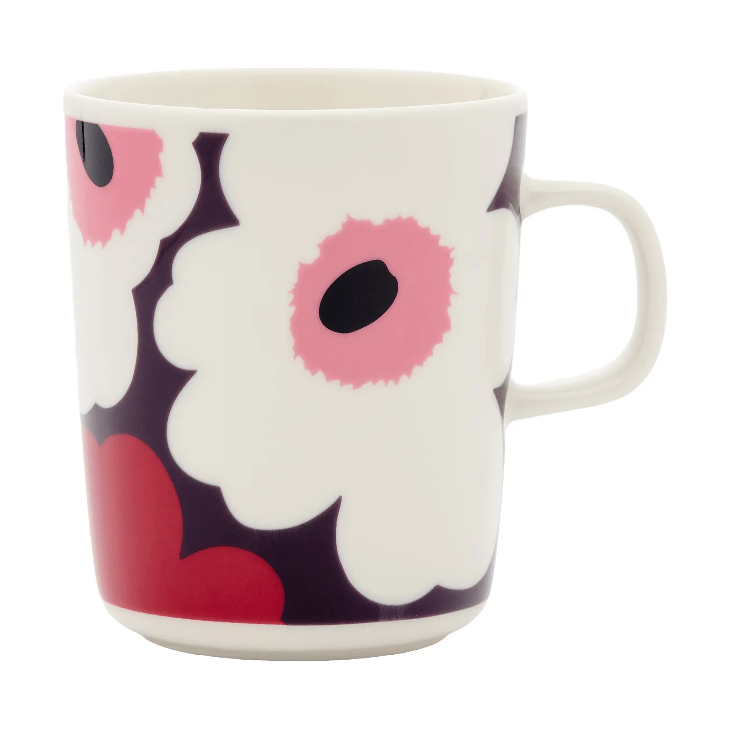 Marimekko Unikko mugg 25 cl White-plum-cranberry-pink