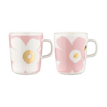 Marimekko Unikko mugg 2,5 dl 2-pack White-Light pink-gold