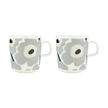 Unikko mugg 40 cl 2-pack - White-light grey-sand-dark blue - Marimekko