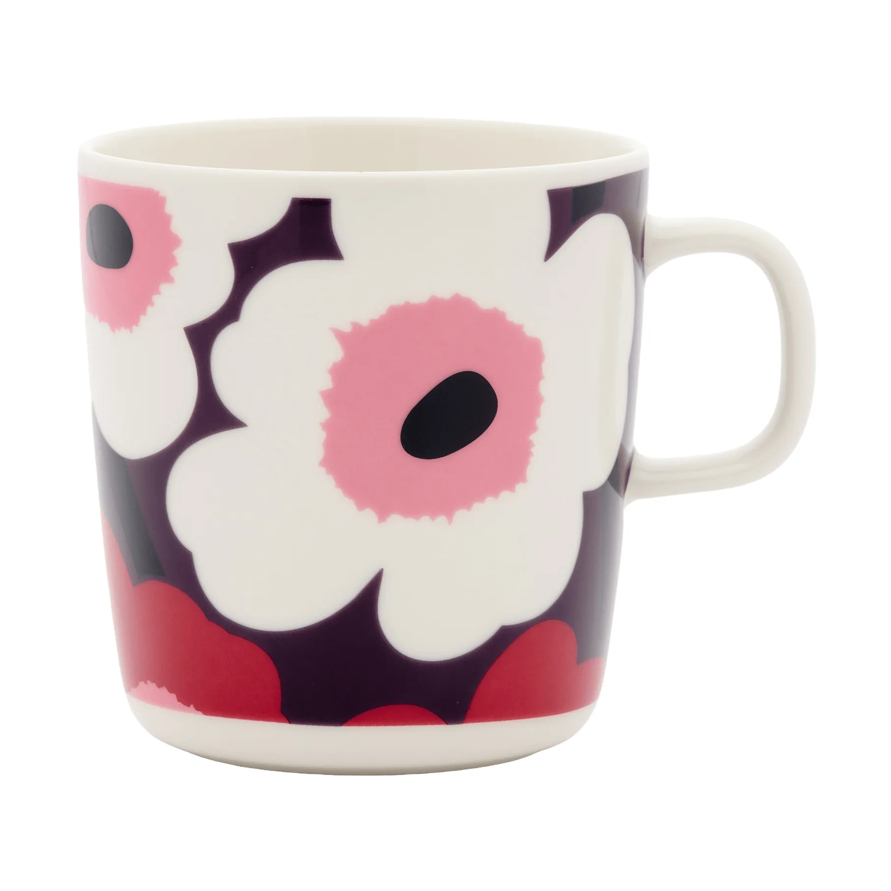 Marimekko Unikko mugg 40 cl White-plum-cranberry-pink