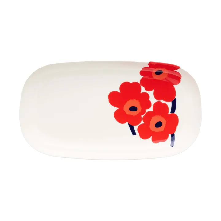 Unikko serveringsfat 17x32 cm - White-red-blue - Marimekko